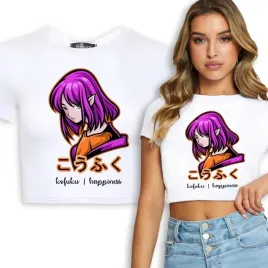 krotka-koszulka-damska-biala-anime-happiness-wz-m