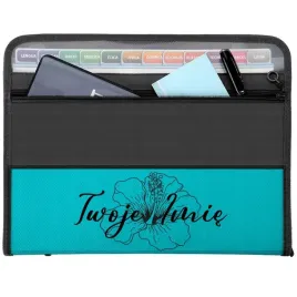 personalizowana-teczka-na-dokumenty-turkus-kwiat