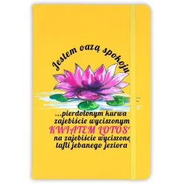 notes-z-gumka-a5-zolty-jestem-oaza-spokoju-wzory