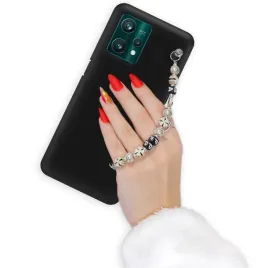 etui-matowe-czarne-do-realme-9-pro-plus-cute-srebrne-koraliki-z-koniczynka