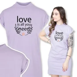 sukienka-t-shirt-fiolet-love-is-all-you-need-wz-m
