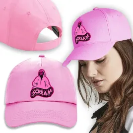 czapka-rozowa-daszek-na-wiosne-lato-scream-wzory