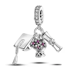 zawieszka-srebro-925-charms-koralik-czapka-absolwent-dyplom-biret-kwiaty