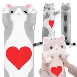 mis-na-prezent-dlugi-kotek-szary-serduszko-wzory