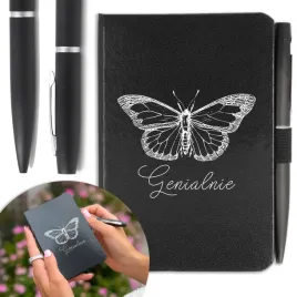 notes-a6-dlugopis-prezent-do-pracy-motyl-wzory