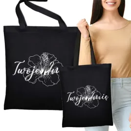 personalizowana-torba-eko-bawelniana-czarna-kwiat