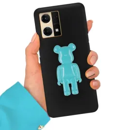 etui-matowe-3d-silikonowe-czarne-cute-turkusowy-misiek-do-oppo-reno-7-4g