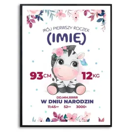 plakat-obraz-duzy-140x100cm-zebra-metryka-dziecka-prezent-imie-data-kreator