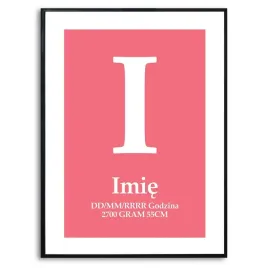 plakat-obraz-duzy-70x50cm-inicjal-dziecka-imie-dziewczynki-urodziny-kreator