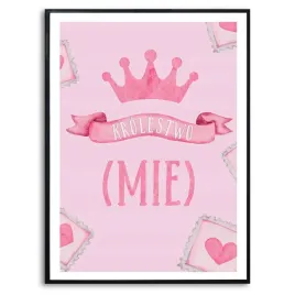 plakat-obraz-duzy-140x100cm-korona-krolestwo-dziewczynki-corki-imie-kreator