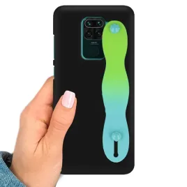 etui-matowe-czarne-do-xiaomi-redmi-note-9s-z-paskiem-ombre-zielony-uchwyt