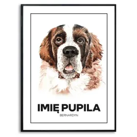 plakat-obraz-duzy-140x100cm-rysunek-bernardyn-pupil-milosc-imie-psa-kreator