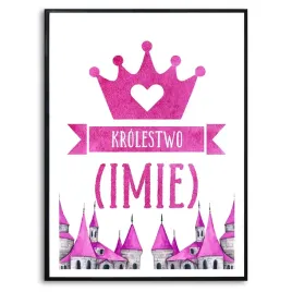 plakat-obraz-duzy-70x50cm-korona-krolestwo-zamek-kraina-corki-imie-kreator