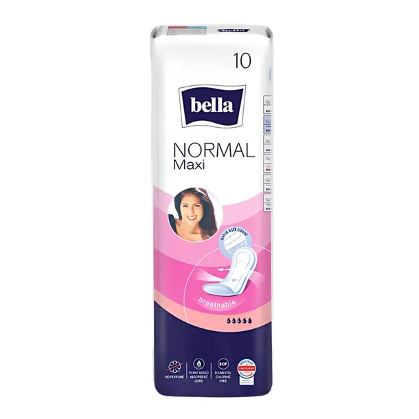 PODPASKI BELLA NORMAL MAXI HIGIENICZNE KLASYCZNE WYDŁUŻONY KSZTAŁT 10 SZT