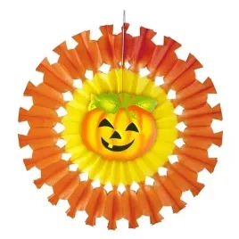 papierowa-dekoracja-dynia-rozeta-pomaranczowo-zolta-halloween