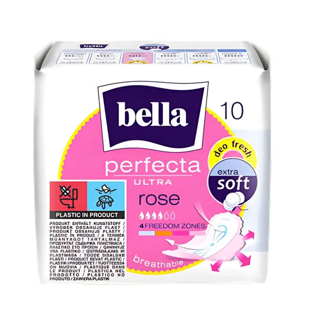 BELLA PERFECTA ULTRA ROSE PODPASKI ZE SKRZYDEŁKAMI ULTRACIENKIE 10 SZT.