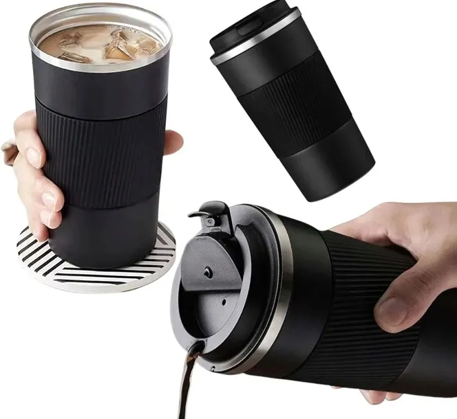 POJEMNY KUBEK TERMICZNY TERMOS NA KAWA HERBATA ANTYPOŚLIZGOWY 500 ml