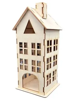 DOM DREWNIANY DOMEK LAMPION LATARENKA ZE SKLEJKI 3D OZDOBA DECOUPAGE DEKOR