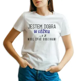 koszulka-damska-biala-jestem-dobra-w-lozku-t-shirt-zabawne-wzory-rozmiar-s