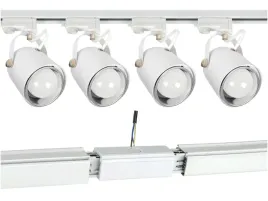 4-reflektorki-3fazowe-gwint-e27-bialy-szyna-2x1-metr-lacznik-zasilajacy