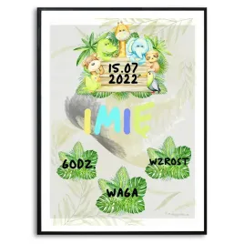 plakat-a3-297x42cm-mteryczka-liscie-dzungla-wzory