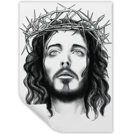 obraz-plakat-32x45cm-rysunej-jezus-ciernie-wzory