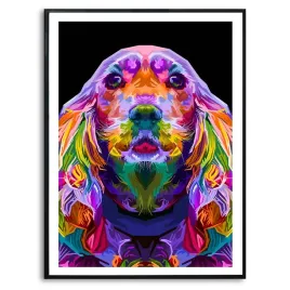 plakat-a3-dekoracyjny-spaniel-geometryczne-wzory