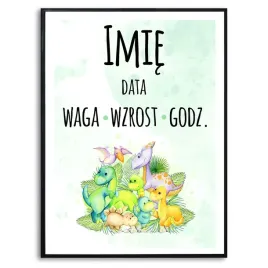 plakat-a3-297x42cm-metryczka-dinozaury-imie-wzory