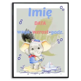 plakat-a3-297x42cm-metryczka-slonik-imie-wzory