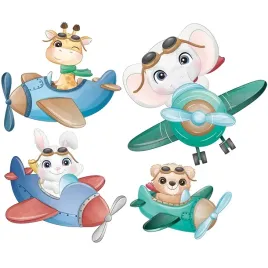 naklejka-na-sciane-kids-samoloty-zwierzatka-120x98
