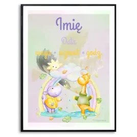 plakat-a3-297x42cm-metryczka-zyrafa-tecza-wzory