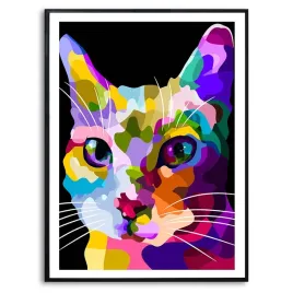 plakat-a3-dekoracyjny-kot-geometryczne-kolor-wzory