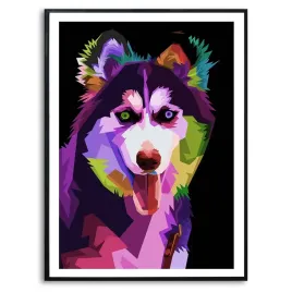 plakat-a3-dekoracyjny-malamute-geometryczne-wzory