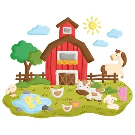 naklejka-na-sciane-farma-kura-kon-krowa-120x94cm