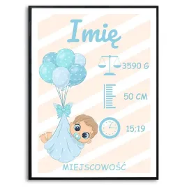 plakat-a3-xl-metryczka-chlopiec-balony-dane-wzory