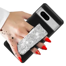 etui-do-google-pixel-7-matowe-czarne-obudowa-z-paskiem-srebrnym-cyrkonie