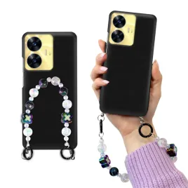 etui-obudowa-case-do-realme-c55-matowe-mat-czarne-breloczek-koraliki-holo