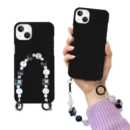 etui-obudowa-do-iphone-15-plus-matowe-mat-czarne-breloczek-koraliki-holo
