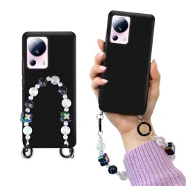 etui-obudowa-do-xiaomi-13-lite-matowe-mat-czarne-breloczek-koraliki-holo