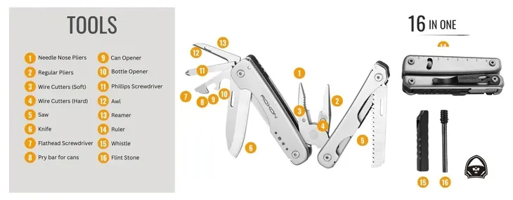 multitool-roxon-flash-s803-16-w-1-etui-krzesiwo-narzedzia-krzesiwo-otwieracz-do-puszek-pila-srubokret-krzyzakowy-srubokret-plaski-szpikulec-szydlo