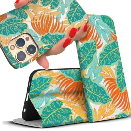 etui-magnet-do-xiaomi-13-liscie-kwiatowe-mix-wzory