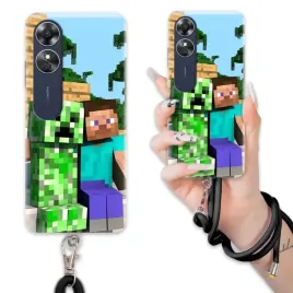 etui-do-oppo-a17-case-ochronna-wytrzymaly-strap-czarny-minecraft-mix-wzory