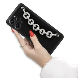 etui-matowe-czarne-do-xiaomi-redmi-12-4g-lancuszek-zawieszka-kolka-cyrkonie