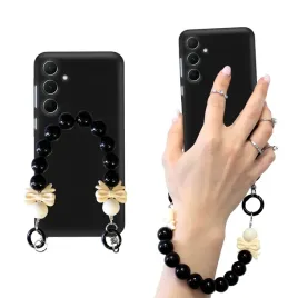 etui-matowe-czarne-do-samsung-a55-5g-case-mat-lancuszek-breloczek-kokardka