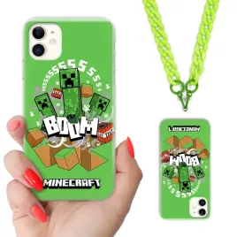 etui-do-iphone-11-case-dla-nastolatkow-minecraft-zielony-lancuszek-mix-wzor
