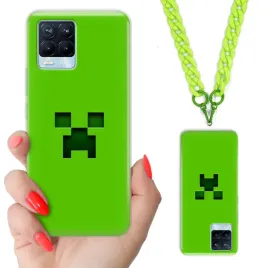 etui-do-realme-8-case-dla-nastolatkow-minecraft-zielony-lancuszek-mix-wzory