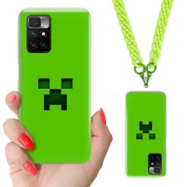 etui-do-xiaomi-redmi-10-2022-case-teen-minecraft-zielony-lancuszek-mix-wzor