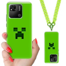 etui-do-xiaomi-redmi-10a-case-nastolatkow-minecraft-zielony-lancuszek-wzor