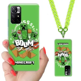 etui-do-xiaomi-redmi-note-11-5g-case-teen-minecraft-zielony-lancuszek-wzory