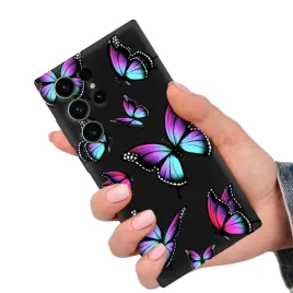 etui-matowe-czarne-obudowa-matt-motyle-butterfly-do-samsung-s24-ultra